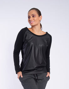  Blouse with leatherette combination
